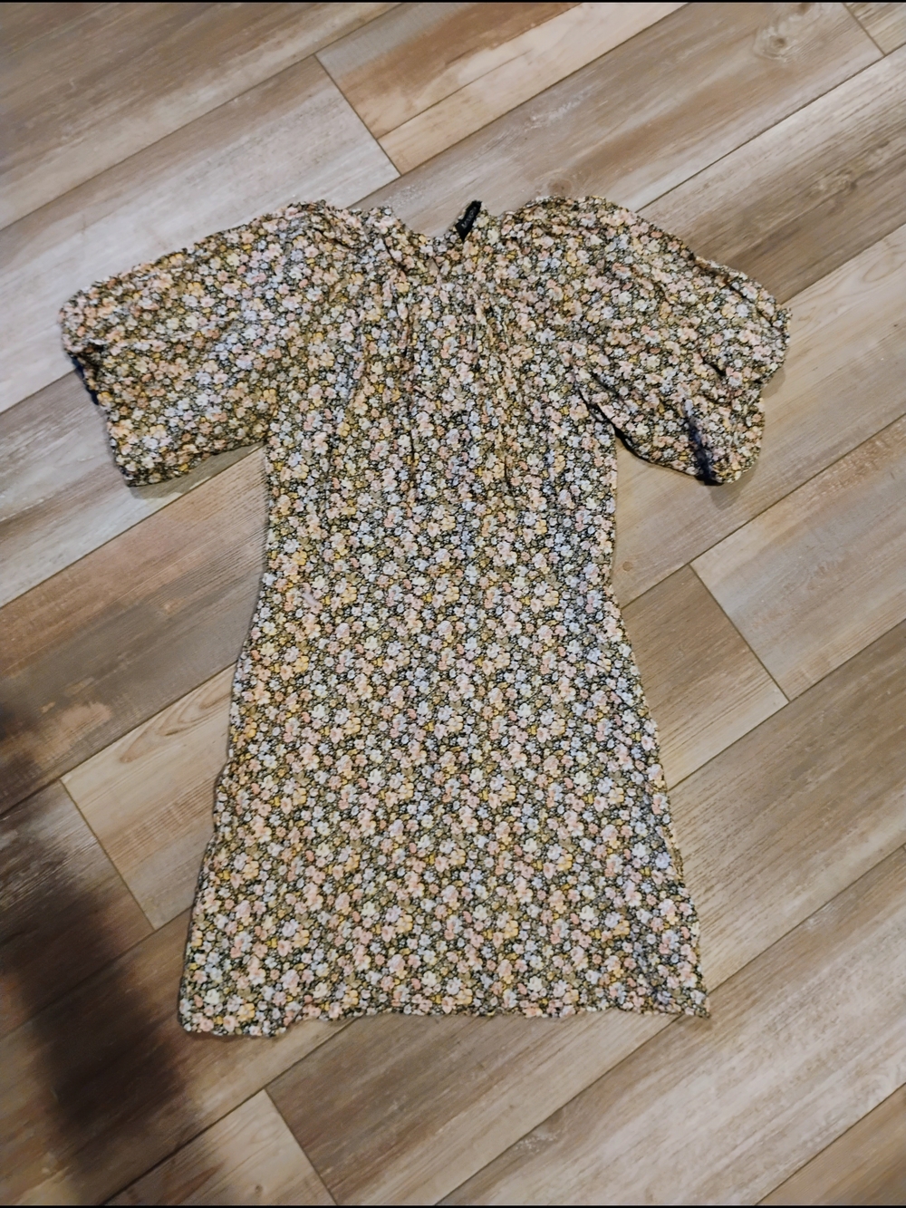 MINKPINK Olive Green Floral Puff-Sleeve Teen Dress